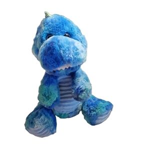 Tie Dye 11" plush stuffed animal Dinosaur  ribbed belly Walgreens blue green